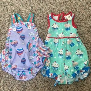 2 Wild Flowers 12 month summer time rompers